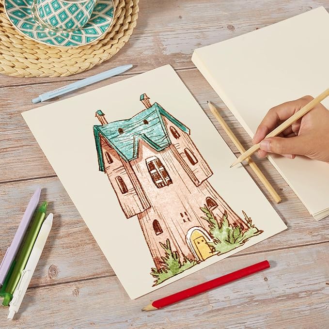 Wishop 20 Sheets Colored Thick Paper Cardstock Blank for DIY Crafts Cards Making, Invitations, Scrapbook Supplies (Cream, 8.5 x 11 inches)