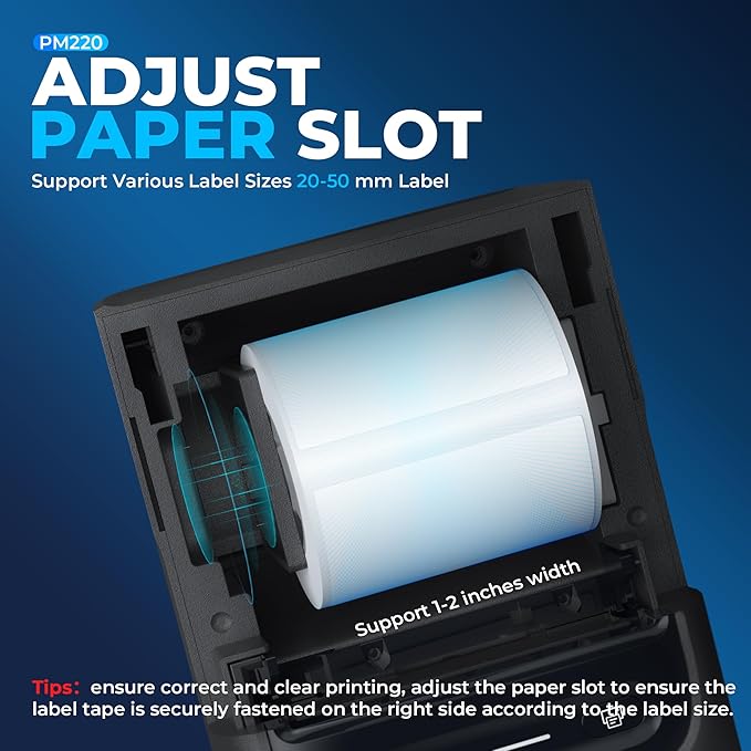 Nelko Label Maker Machine with Tape, PM220 Bluetooth Label Printer, 2 Inch Portable Thermal Printer for Small Business, Logo, Clothing, Sticker Printer for Phones & PC, with 3 Labels, Black