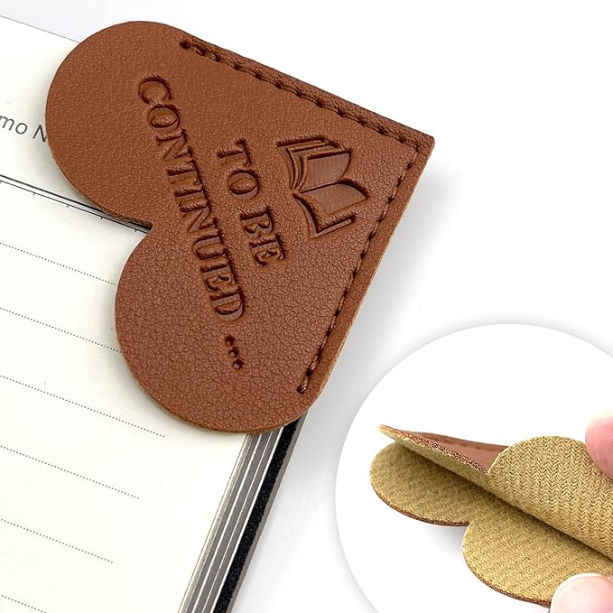 6 Pcs Leather Heart Shaped Bookmarks, to BE Continued ... Book Markers for Men Women Kids, Funny Book Lovers Keep Reading Reminder