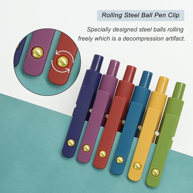 Gel Pens, 6 Pcs 0.5mm Fine Point Smooth Writing Pens Cute Pens, High-End Series Black Ink Pens for Journaling Note Taking, School Office Supplies for Women Men (6 Pcs Gold Vintage)