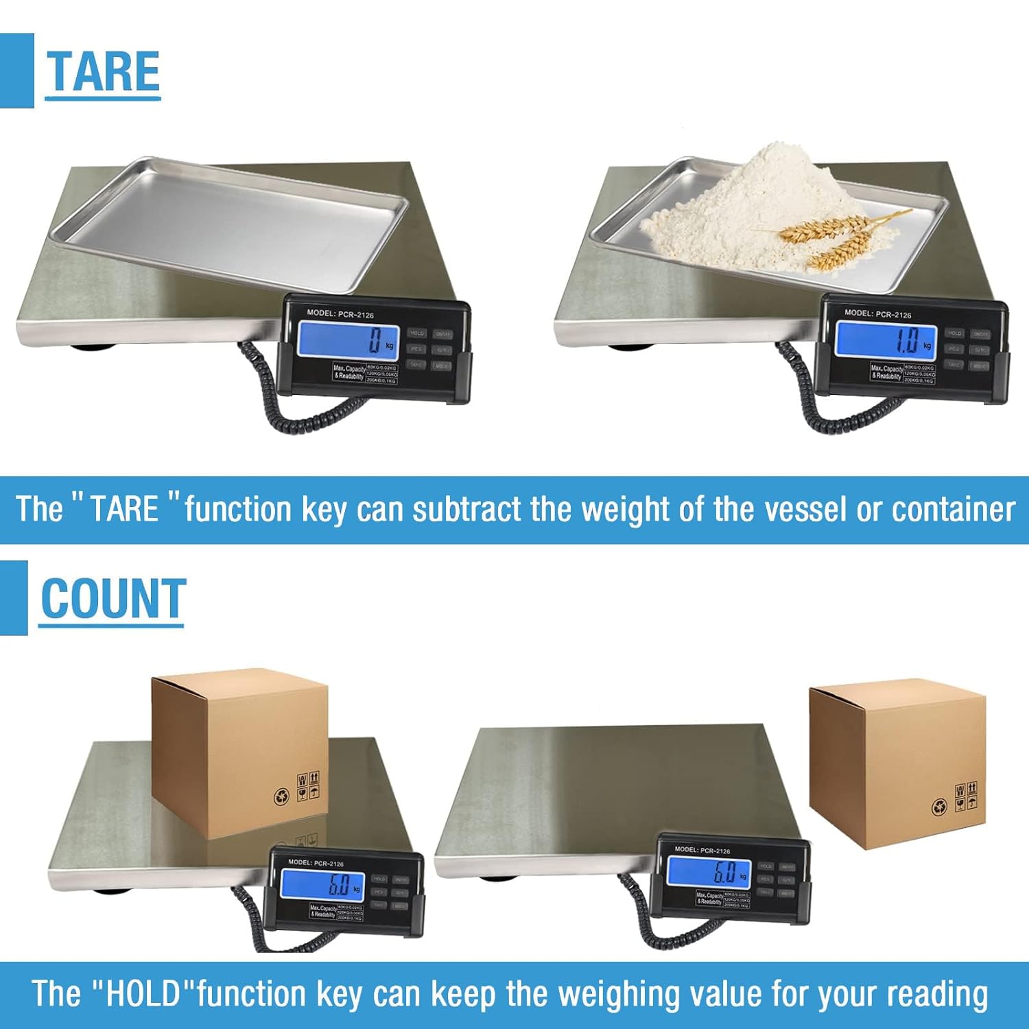 Large 440lbs Shipping Scale, 15"X 12" Platform Heavy Duty Stainless Steel Platform for Postal Industrial Floor Business Office Home Warehouse Package Luggage