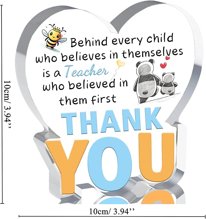 Teachers Gifts for Women Men Acrylic Plaque Bookmark Set Birthday Gifts for Professor Personalised Thank You Keepsake Bookmarker Teacher's Day Christmas Appreciate Graduation Gifts from Class Students