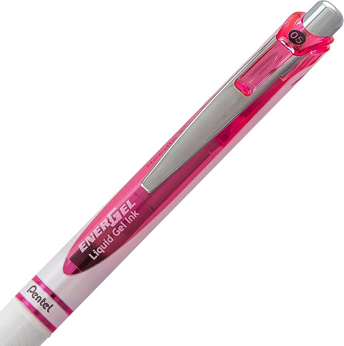 Pentel Pink BCA EnerGel Pearl Deluxe RTX Liquid Gel Pen, (0.5mm), Fine Line, Needle Tip (BLN75WBP2PA)