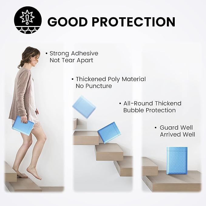 Fuxury Bubble Mailer 6x10 Inch 50 Pack Light Blue,Self-Seal Adhesive Packaging Bags, Waterproof Poly Bubble Mailers, Mailing Evenploves Packaging For Jewelry, Cards, Makeup, CD, Small Business #0