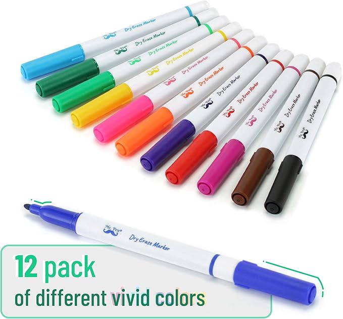 Mr. Pen- Dry Erase Markers, 12 Pack, Assorted Colors, White Board Markers Dry Erase, Whiteboard Markers, Dry Erase Markers for Kids, Dry Erase Pens, Dry Erase Board Markers
