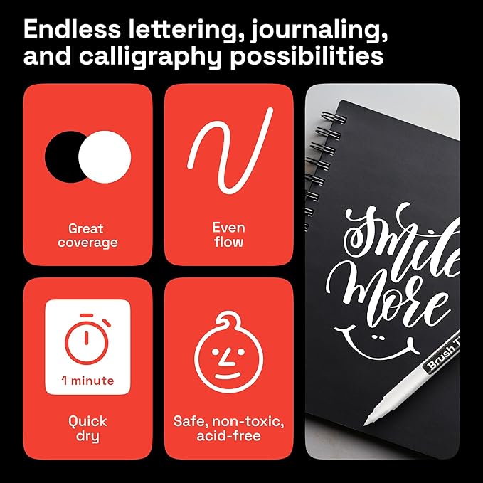 ARTISTRO 5 White Acrylic Paint Pens, Acrylic Paint Markers Different Tip, Fabric Markers for Textile, Canvas, Rock, Glass, Wood, Paper, DYI, Pens for Kids and Adults