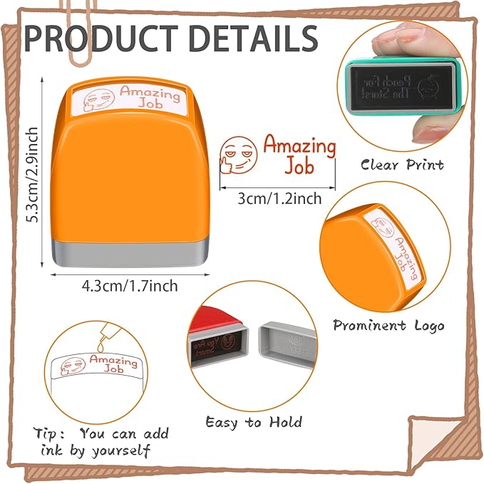 Yinder 24 Pcs Teacher Stamps for Classroom Self Inking Classroom Stamps Bulk for Teachers Elementary Colorful Motivational Encouraging Gifts(Classic)