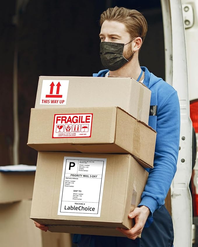 100 Sheets 8.5x11 Printable Sticker Paper work with Inkjet, Laser Printer & Cricut Maker, Labelchoice Blank Matte White Full Paper Sticker Printer Paper, Self Adhesive A4 Letter Size Full Sheet Labels