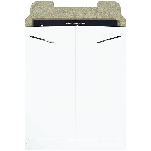Aviditi 11" x 13 1/2" Stayflats Rigid Flat Mailers, White, For Keeping Documents, Photos, and Artwork Protected During Shipping (100 Pack)