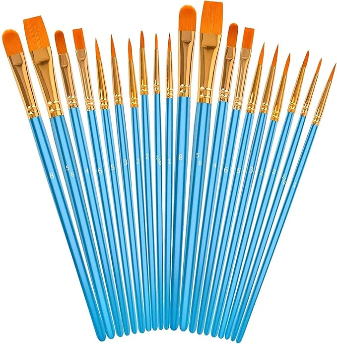 Soucolor Acrylic Paint Brushes Set, 40Pcs Round Pointed Tip Artist Paintbrushes for Acrylic Painting Oil Watercolor Canvas Boards Rock Body Face Nail Art, Halloween Pumpkin Ceramic Crafts Supplies