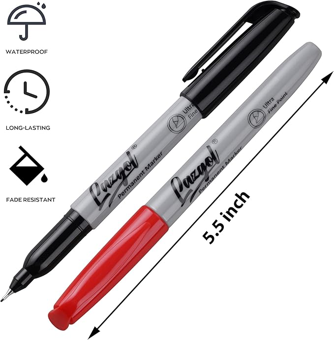 Ultra Fine Permanent Marker Bulk, 32 Assorted Colors Ultra Fine Point Permanent Marker set, Felt Tip Pens Works on Plastic, Wood, Stone, Metal and Glass for Valentines Day Gifts