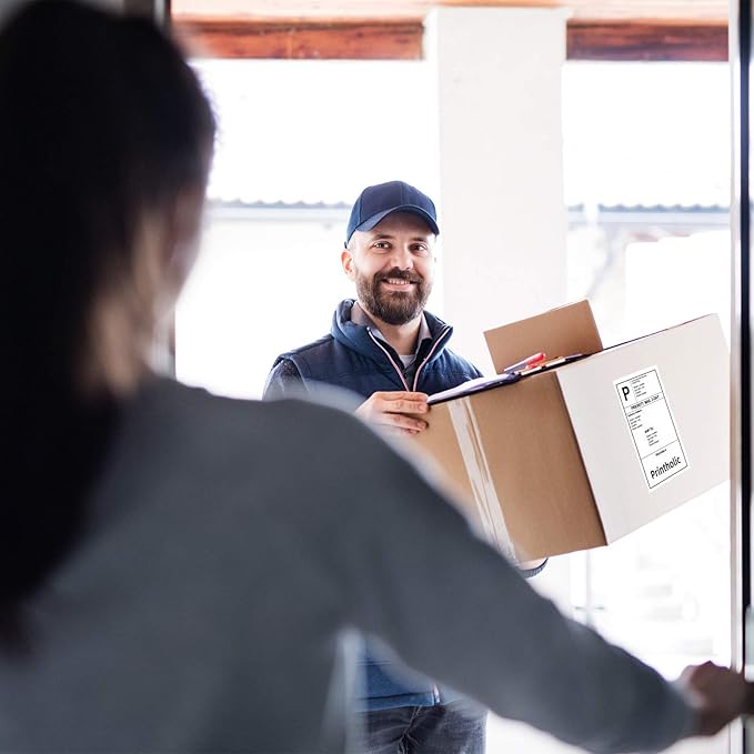 4" x 6" Fanfold Direct Thermal Labels, 500 Labels per Stack, 4 Stacks, White Perforated, Permanent Adhesive - Shipping Label Compatible for Zebra, Rollo, MUNBYN Thermal Printer