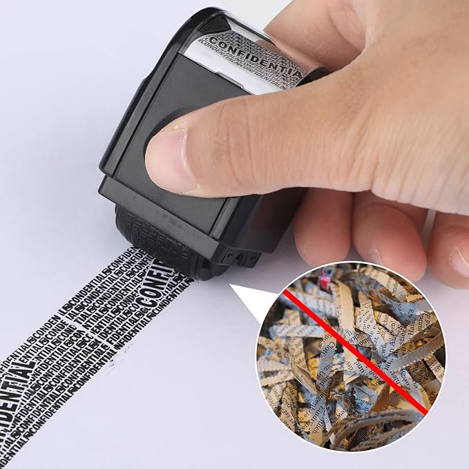 Nezyo 2 Pack Identity Protection Roller Stamp Identity Theft Stamp Confidential Roller Stamp Privacy Stamp Information Blocker Stamp and 4 Pack Refill Ink for ID Account Data Address Security(Black)