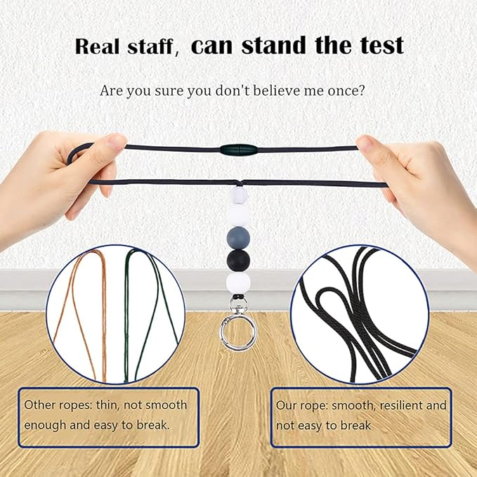 POPLOPP 2PCS Teacher Lanyards for ID Badges and Keys, Cute Silicone Beaded Lanyard for Women Nurse Employees Students