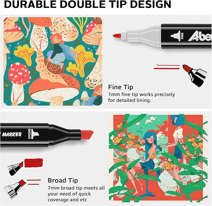 204 Colors Alcohol Markers Set, Dual Tips Blender Art Markers for Drawing, Permanent Sketch Markers for Kids adult coloring, Alcohol Based Markers, Adults Coloring and Artist Illustration.