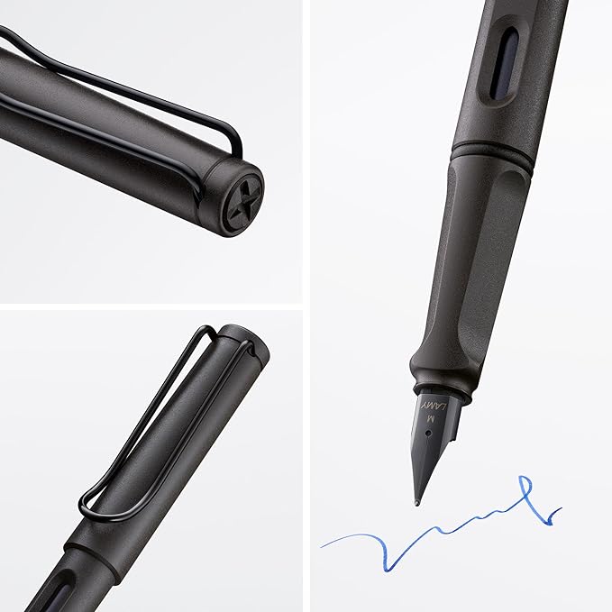 LAMY safari umbra - Fountain Pen with ergonomic grip & polished Left-Handed steel nib (LH) in size M - ideal for any Writing & Calligraphy - including LAMY T 10 blue cartridge