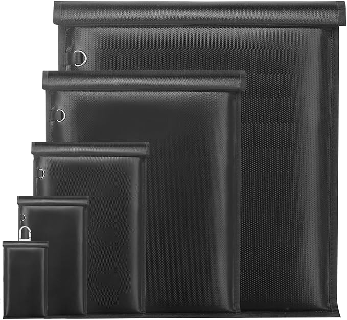 5 Pack Faraday Bags- Large Faraday Cage, Anti-Tracking Faraday Bag for Laptops & Tablets & Phones & Car Keys, RFID Signal Blocker Faraday Pouch, Fireproof & Waterproof Faraday Key Fob Protector