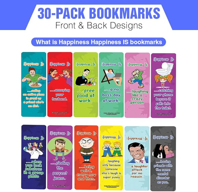 Creanoso What is Happiness? Happiness is? Bookmarks (5-Sets X 6 Cards) – Daily Inspirational Card Set – Interesting Book Page Clippers – Great Gifts for Adults and Professionals