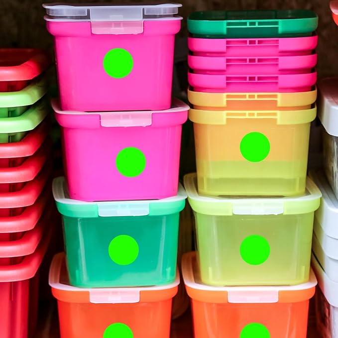 ChromaLabel 3 Inch Round Sticker Labels, High Visibility Permanent Sticky Dots Color Coding Labels, Easy to Write On Color Coded Stickers - 500 Colored Labels per Roll - Matte Finish Fluorescent Green