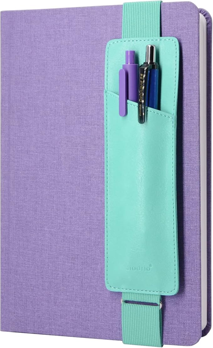 Adjustable Elastic Band Pen Holder, Pencil Holder, Pen Sleeve Pouch for Hardcover Journals, Notebooks, Planners, Binders, Fit Notebooks from 8" to 11” in Height, PU Leather, Detachable, Mint
