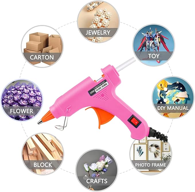 Mini Hot Glue Gun 30pcs Glue Stick Hot Glue Gun Set for Quick Fix Artist DIY Art Home 20w Pink
