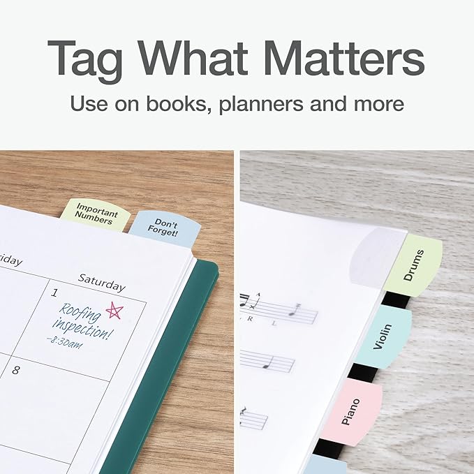 Redi-Tag Laser Printable Tabs, Permanent Index Tabs, Customizable Adhesive Labels, Assorted Pastel Colors, 1.125" x 1.25", 375 Per Pack (1006791)