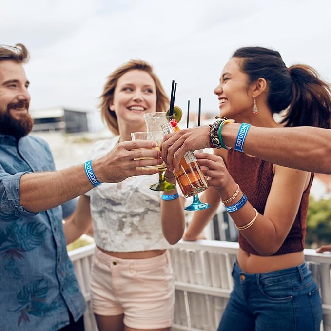 Henoyso 600 Pcs Saturday Paper Wristbands Event Wristbands Paper Bracelets Wristbands Numbered Waterproof Party Wristbands for Events Day of The Week(Blue)