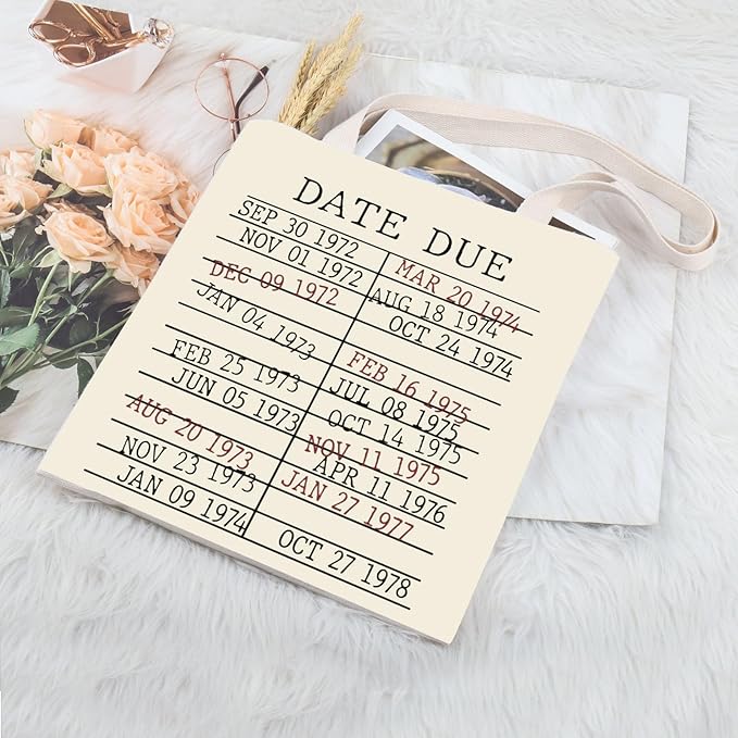 Library Book Date Due Book Sleeve Gift Book Bag Gift for Book Lover Librarian Gift Bookish Gift (Date Due Tote Bag)