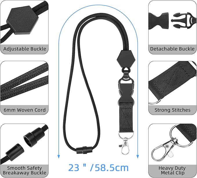 Oaridey Carbon Fiber Badge Holder with Lanyard, Heavy Duty Lanyard with Safety Breakaway Buckle for ID Card/Badge Holder