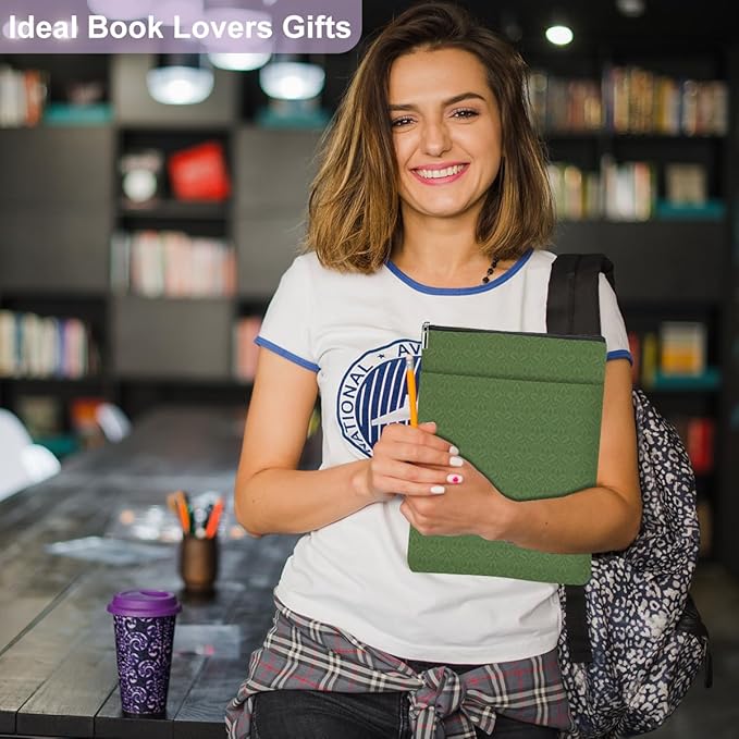 Retro Forest Book Sleeve Book Cover Classic Book Protector with Zipper Christmas Birthday Book Club Gifts Book Accessories for Women Sister Girlfreind Librarian Girls Bookish Book Lovers Gifts