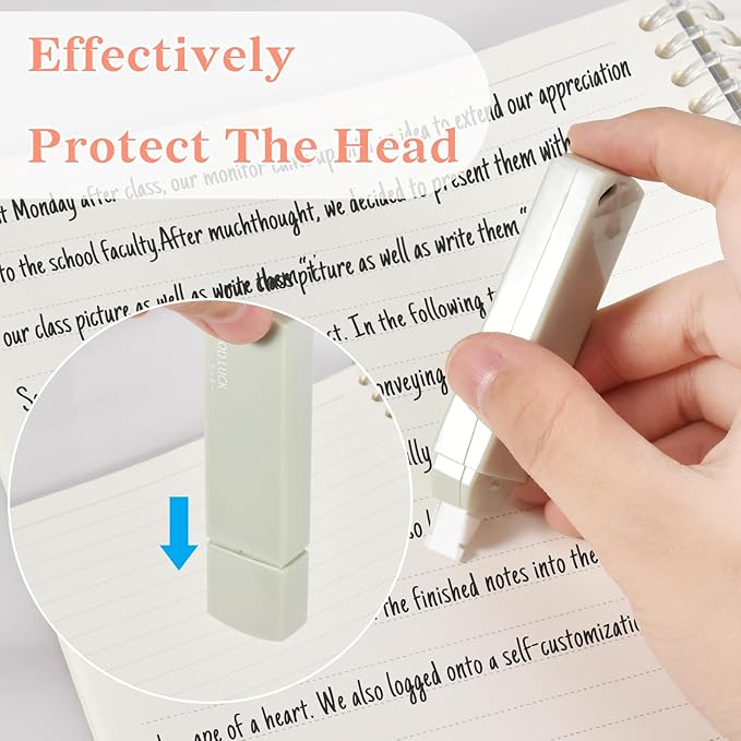 Temiary 6Pcs Mini White Out Tapes for Instant Correction, Cute Whiteout for Writing, Aesthetic Correction Tape Set Easy To Use for Students School Office Supplies (Green)