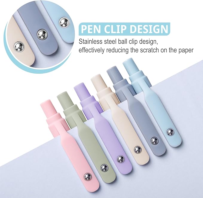 Gel Pens, 6 Pcs Smooth Writing Pens No Bleed & Smear, Black Ink Cute Pens Fine Point (0.5mm), Retractable Aesthetic Pens School Office Supplies for Women & Men