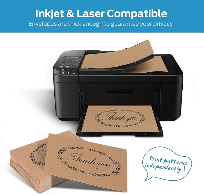 Blank Cards and Envelopes 100 Pack, Ohuhu 4 x 6 Heavyweight Kraft Paper Folded Cardstock and A4 Envelopes for DIY Greeting Cards, Wedding, Birthday, Invitations, Thank You Cards & All Occasions