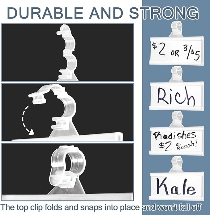 100 Pieces Plastic Wire Shelf Label Holders, Reusable Price Label Holder with locks, Label Display Holder for Retail Supermarket Department Store(3'' x 1.4'')