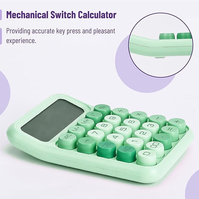 Mr. Pen- Mechanical Switch Calculator, 12 Digits, Large LCD Display, Green Calculator Big Buttons, Mechanical Calculator, Calculators Desktop Calculator, Cute Calculator, Aesthetic Calculator