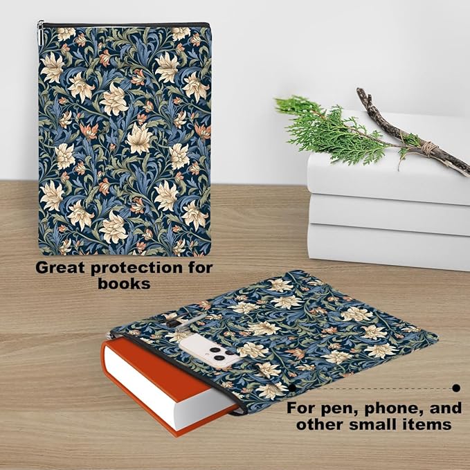 Botanical Book Sleeve, Classic Flower Book Covers for Paperbacks, Floral Book Pouch Book Protector, Book Lovers Gifts for Women Girls Grandma, Book Accessories Book Club Gifts Christmas Birthday Gifts