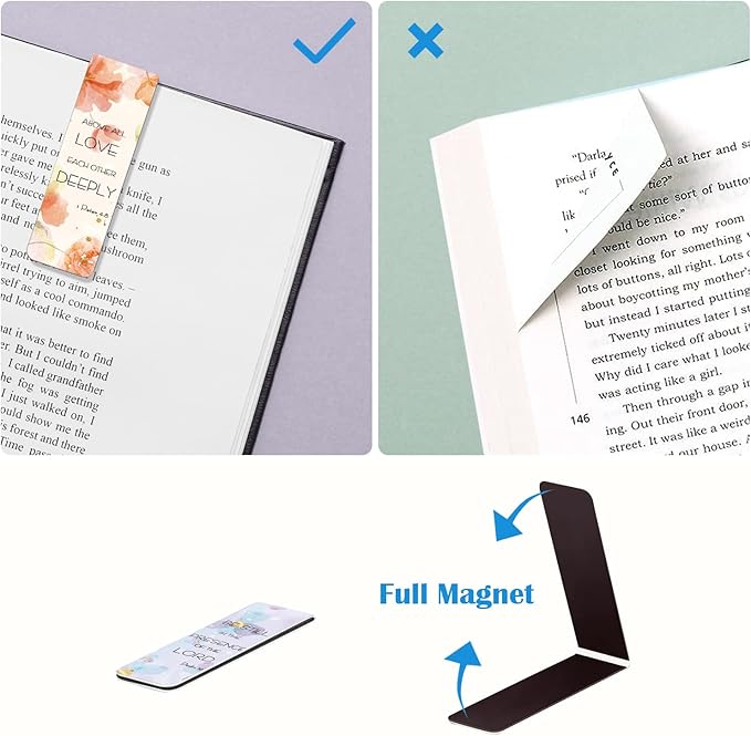 WAVEYU 10 Pieces Bible Verse Magnetic Bookmarks for Women Men, Inspirational Scripture Christian Religious Bookmarks for Church Supplies, for School Office Supplies, Style D