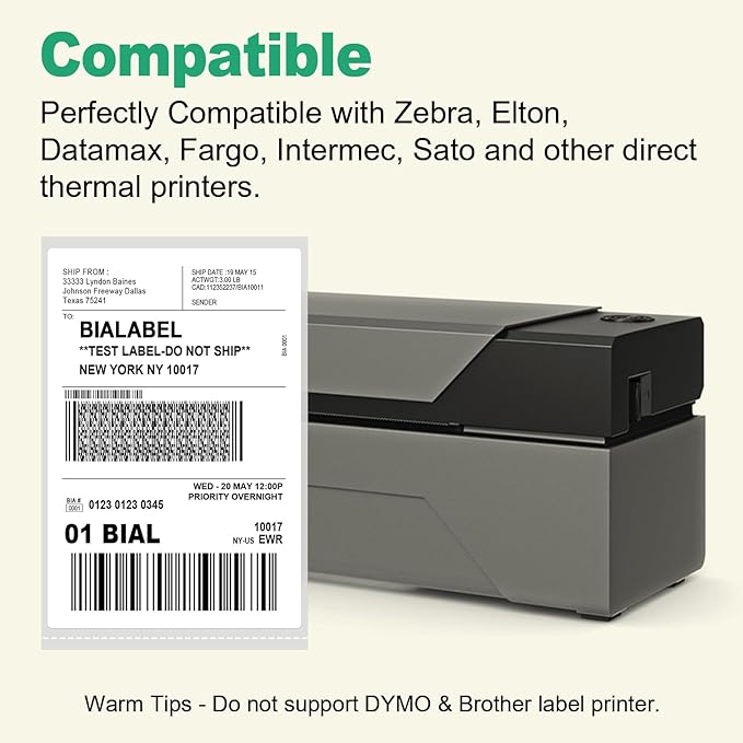 4 Stacks 4" x 6" Thermal Labels, 2000 Pcs Thermal Label Printer Paper for Rollo Label Printers and Zebra, Folded, Commercial Grade