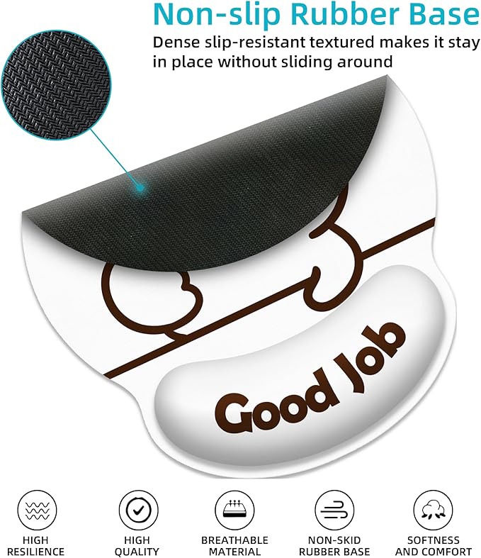 Ergonomic Mouse Pad with Wrist Support,Good Job Cat Mouse Pad with Wrist Rest,Relieve Wrist Pain Mousepad Non-Slip Rubber Base,Mouse Pads for Desk,Computers,Laptop,Office,Home,Accessories