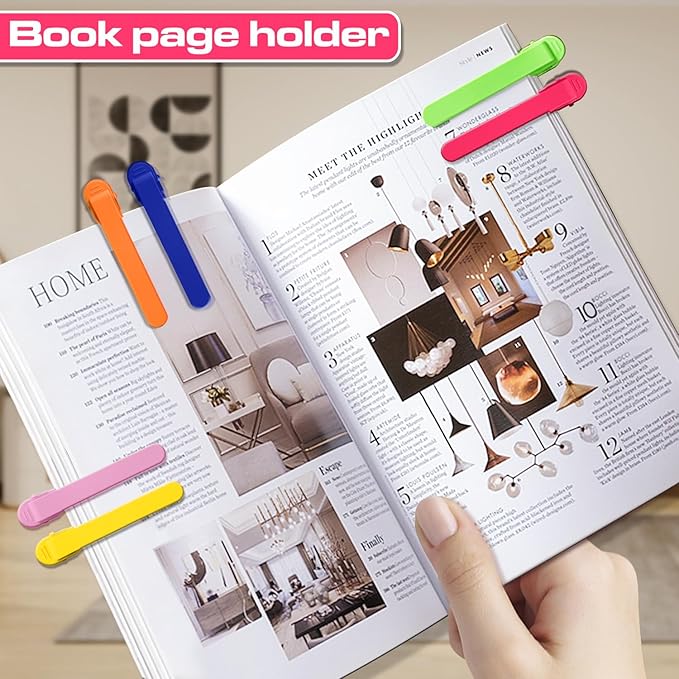 6pcs Page Bookmarks for Reading, Automatic Book Marks Tailored for Book Enthusiasts, Unique and Cute Book Page Holder Markers Clip Reading Accessories Gifts