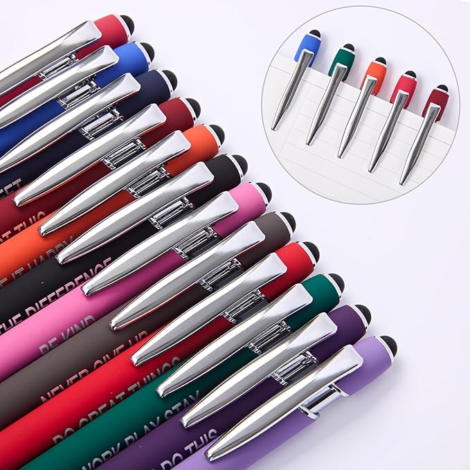 Funny Pens, 12 Pcs Pens Fine Point Smooth Writing Pens, Sarcastic Ballpoint Pens with Screens Touch Stylus Tips, Black Ink 1.0 Mm Snarky Pens, Gift Office Desk Accessories