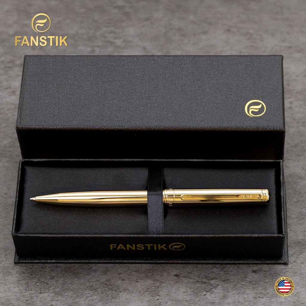 Customized Gold Luxury ballpoint pen (Made In USA) fancy gift set for women, Real 24K Gold Plating, Professional executive pen gift set for men (Lux Custom-BallPoint Gld)