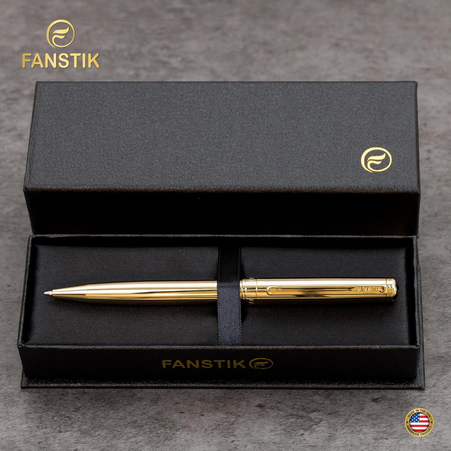 Customized Gold Luxury ballpoint pen (Made In USA) fancy gift set for women, Real 24K Gold Plating, Professional executive pen gift set for men (Lux Custom-BallPoint Gld)
