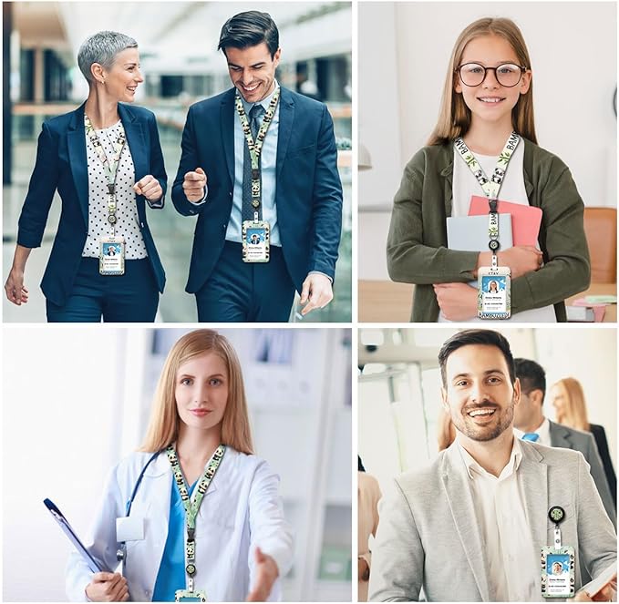 2 Pack Panda Lanyards Badge Holder, Adjustable Lanyard with Retractable Badge Reel, Cute ID Badge Holder for Teachers, Nurses, Students, Office Staff & Travel Essentials