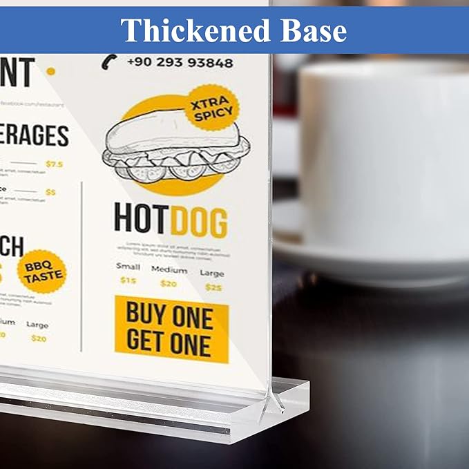 Arrobust Acrylic Sign Holder 11 x 8.5 Inch Horizontal T Shaped Double Sided Table Menu Display Stand Clear Plastic Paper Flyer Display Holder for Office, Store Desktop Display Holder, 4 Pack