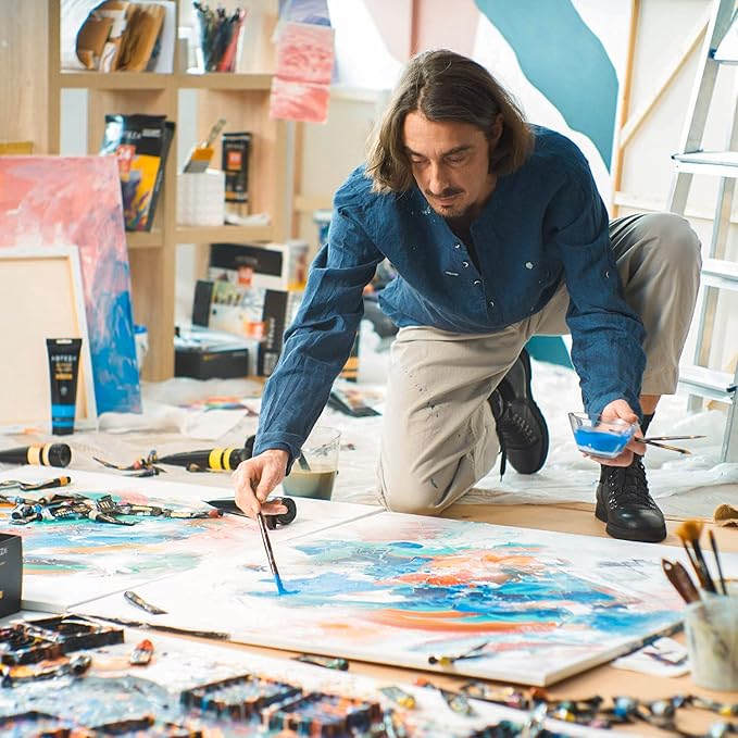 ARTEZA Watercolor Paint Brushes, Set of 5, Assorted Shapes, Synthetic Soft-Bristle Brushes