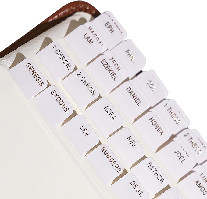 Idyllic Grace - Mini Bible Tabs, Embossed Gold Foil, Journaling, Small Bibles, Study Tool, 90 Tabs, Old and New Testament, Christian, Catholic, Apocrypha, Index Tabs, Matte Laminated - Dream