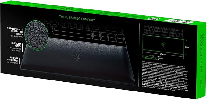 Razer Ergonomic Wrist Rest for Mini Keyboards: Plush Leatherette Memory Foam Cushion - Anti-Slip Rubber Feet