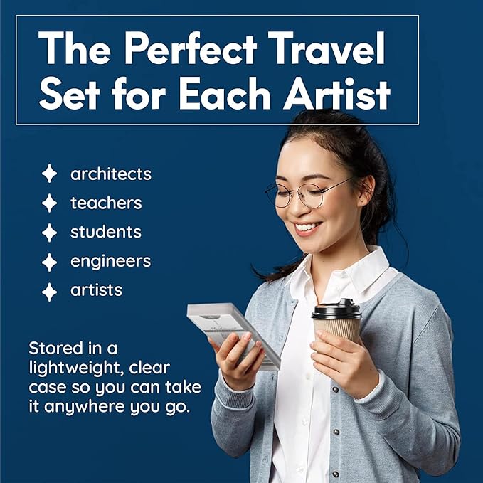 MozArt Mechanical Pencil Set with Case - 4 Sizes: 0.3, 0.5, 0.7 & 0.9mm with 30 HB Lead Refills Each & 4 Eraser Refills -Sketch, Drafting, Art, Drawing Supplies (Black)