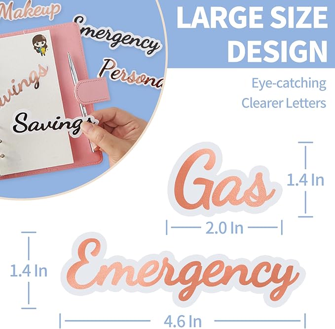 80 Cash-Envelope Budget Category Stickers - Rose Gold Vinyl Decals, Budget Binder Labels for Finance Planner & A6 Cash Binder, Budgeting Category Letter Stickers for Budget Wallet, Money Organizer
